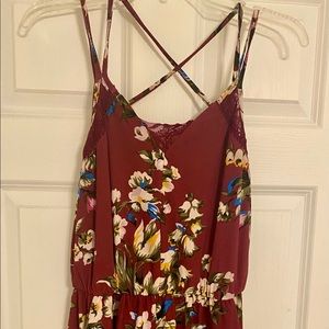 Maroon floral romper size medium